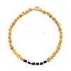 Duo Tone Natural Amber Nuggets Beaded Necklaces with OT Clasps for Women NJEW-JN06647-2