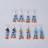 Chakra Glass Seed Beads Dangle Earrings EJEW-JE03996-M-1
