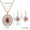 Oval Alloy Colorful Rhinestone Pendant Necklaces & Dangle Earrings Sets WGFA1EC-01-4