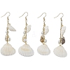 Bohemian Style Natural Shell Dangle Earrings with Glass Pearl Beads EJEW-JE05546-1