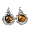 Natural Tiger Eye with Clear Cubic Zirconia Pendants G-G133-01P-21-1