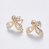 Brass Cubic Zirconia Stud Earring Findings LS-X-KK-T049-08G-NF-1
