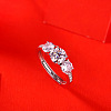 Rhodium Plated 925 Sterling Silver Pave 6.5x3.9mm Moissanite Adjustable Rings for Women WG2294D-02-3