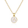 Alloy White Enamel Flat Round with Letter Pendant Necklaces FS-WG63565-01-1
