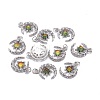 Brass Micro Pave Clear Cubic Zirconia Glass Pendants ZIRC-C024-06P-02-2