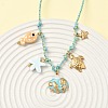 Ocean Theme Starfish Fish Turtle Shell Shape 304 Stainless Steel Pendant Necklaces NJEW-D344-03G-5