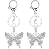 2Pcs Alloy Rhinestone Pendants Keychain KEYC-SP0001-22-1
