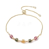 Natural Multicolor Tourmaline Cube Beads Slider Bracelets BJEW-JB13345-01-2