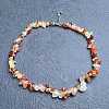 Glass Imitaion Red Agate Chip Beaded Necklaces for Women IW6789-53-1