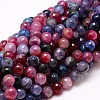 Dyed Natural Agate Faceted Round Beads Strands X-G-E320E-8mm-02-1