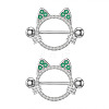 304 Stainless Steel Pave Cubic Zirconia Nipple Rings WGDEAF5-08-1