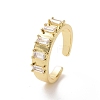 Clear Cubic Zirconia Rectangle Open Cuff Ring RJEW-H127-01G-1