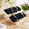 Velvet 2 Tier T-Bar Bracelet Display Stands with Wooden Base BDIS-WH0010-08C-4