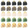 5Pcs 5 Styles Synthetic Blue Goldstone & Natural Cherry Blossom Agate & & Green Aventurine & Rose Quartz & Rhodonite Brass Pendants KK-YW0003-41-1