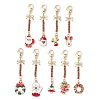 9Pcs 9 Styles Christmas Alloy Enamel Pendant Decoration HJEW-JM02326-1