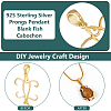 2Pcs 925 Sterling Silver Prongs Pendant Blank Fish Cabochon Settings STER-BC0002-60G-4