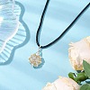 3Pcs 3 Colors Flower Glass Seed Beads & Acrylic Pendant Necklaces NJEW-MZ00044-4