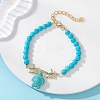 304 Stainless Steel & Synthetic Turquoise Charm Bracelets BJEW-JB14065-01-1