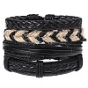 4Pcs Retro Cattlehide Leather Cord Multi-strand Bracelets for Men WGE7990-01-1