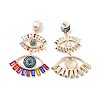 Rhinestone Double Evil Eye Dangle Stud Earrings with Acrylic Pearl Beaded LS-EJEW-J045-03A-KCG-2