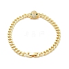 Green Cubic Zirconia Leopard Link Bracelet with Brass Curb Chains for Men Women KK-H434-11G-4