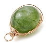 Dyed Natural Malaysia Jade Copper Wire Wrapped Pendants PALLOY-JF02879-5