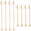 12Pcs 2 Styles Brass Chain Extender with Heart Charms and Lobster Clasps KK-BBC0021-77-1