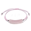 Curved Rectangle Natural Rose Quartz Adjustable Nylon Cord Braided Bead Bracelets for Women Men BJEW-JB10280-01-1