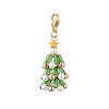 Christmas Tree Glass & Shell Pearl Pendant Decorations HJEW-TA00182-01-1