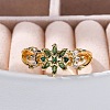 Rack Plating Brass Micro Pave Cubic Zirconia Open Cuff Finger Rings for Women RJEW-M028-89G-1