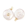 Brass Micro Pave Cubic Zirconia with Natural Pearl Pendants KK-Z146-07C-3
