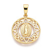 Brass Micro Pave Clear Cubic Zirconia Pendants KK-N268-53G-1