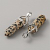 Natural Dalmatian Jasper Double Terminal Pointed Pendants G-WH0016-37I-2