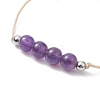 3Pcs 3 Style Natural Amethyst Braided Bead Bracelets Set BJEW-JB09334-02-4