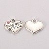 Wedding Theme Antique Silver Tone Tibetan Style Alloy Heart with Step Dad of Bride Rhinestone Charms LS-TIBEP-N005-22A-1