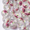 Printed & Spray Painted Transparent Glass Beads GLAA-S047-04B-07-1