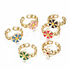 Brass Enamel Cuff Rings RJEW-N035-008-NF-2