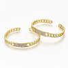 Brass Micro Pave Clear Cubic Zirconia Cuff Bangles BJEW-S142-002-NF-1