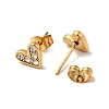 Heart 304 Stainless Steel Rhinestone Stud Earrings EJEW-A081-15G-02-2
