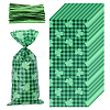 Rectangle Shamrock Clover Print Plastic Cookies Packing Pouches ABAG-WH0038-35B-1