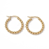 201 Stainless Steel Round Beaded Hoop Earrings with 304 Stainless Steel Pins for Women EJEW-B016-01C-G-1