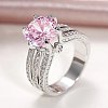 Brass Micro Pave Cubic Zirconia Finger Rings for Women FS-WGB56BB-10-1