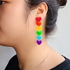 Rainbow Color Pride Flag Acrylic Heart Dangle Stud Earrings RABO-PW0001-012P-4