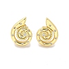 Brass Micro Pave Clear Cubic Zirconia Stud Earrings EJEW-P303-03G-4