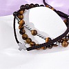 Adjustable Natural Tiger Eye & Hematite Braided Bead Bracelets BJEW-U035-01B-3