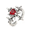 Zinc Alloy Rhinestone Open Cuff Ring RJEW-Z048-03AS-02-1