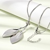 Adjustable 304 Stainless Steel Leaf Pendant Lariat Necklaces for Women SA-CBAB727-03P-1