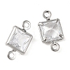 SHEGRACE Brass Pave Cubic Zirconia Square Connector Charms XGRQ2O292-440A-P-2