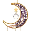 Natural Amethyst Chip & Brass Moon Hanging Suncatcher Pendant Decoration PW23041121729-2