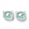 UV Plating Rainbow Iridescent Acrylic Beads OACR-H015-05D-2